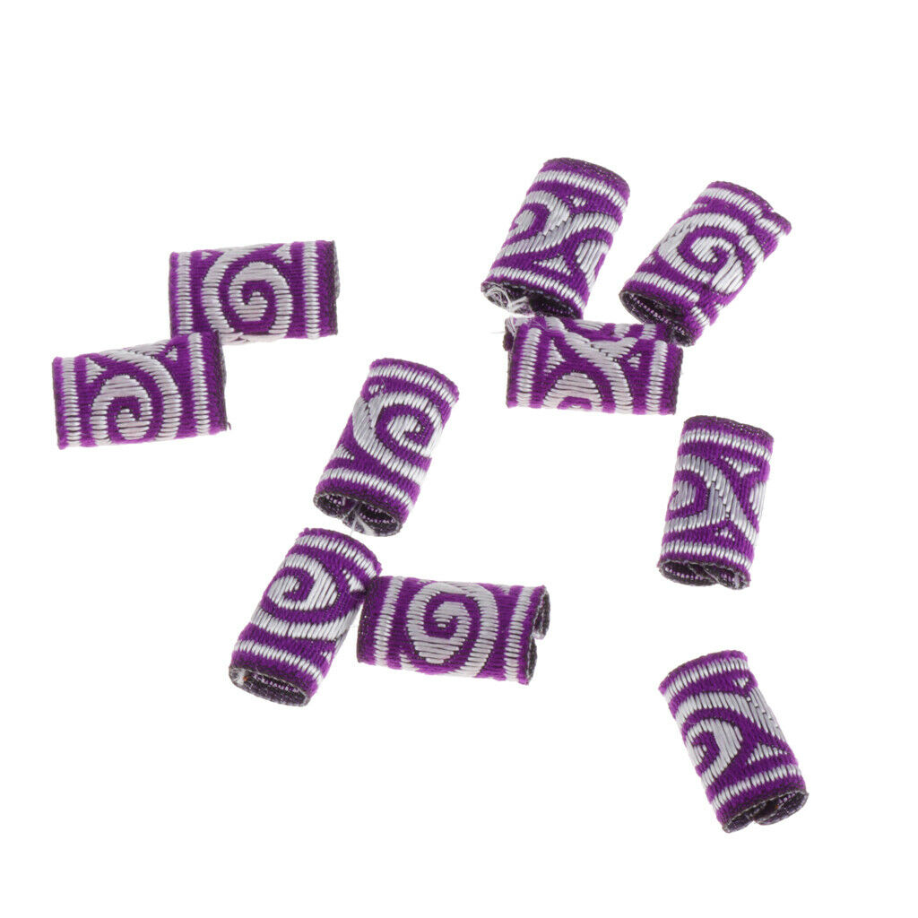 10x Knitted Fabric Hair Dreadlock Beads Tubes For DIY Braids Pendants 08