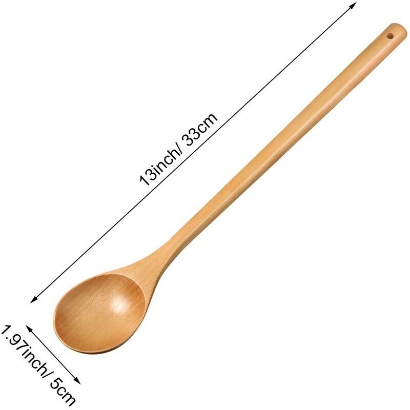 Wood Mixing Spoon,Long Handle Wooden Spoons Wood Soup Spoons Cooking Spoon  O5O9