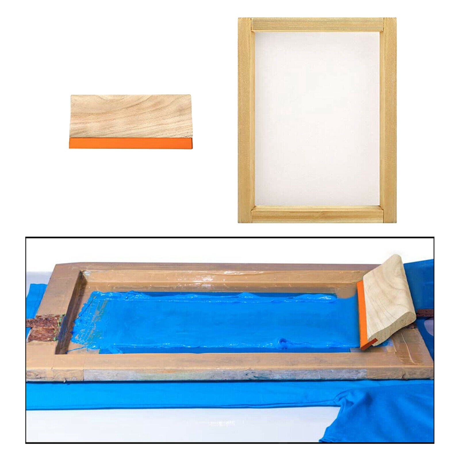 10x14inch Large Wood Silk Screen Printing Frame w/ Screen Printing Squeegee