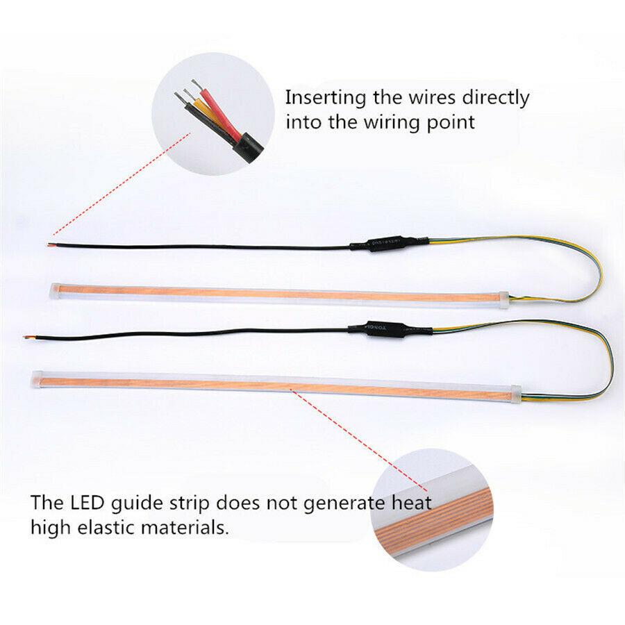 2x 30cm Car LED Headlight Light Strip Running Light Flowing Turn Signal Fog Lamp