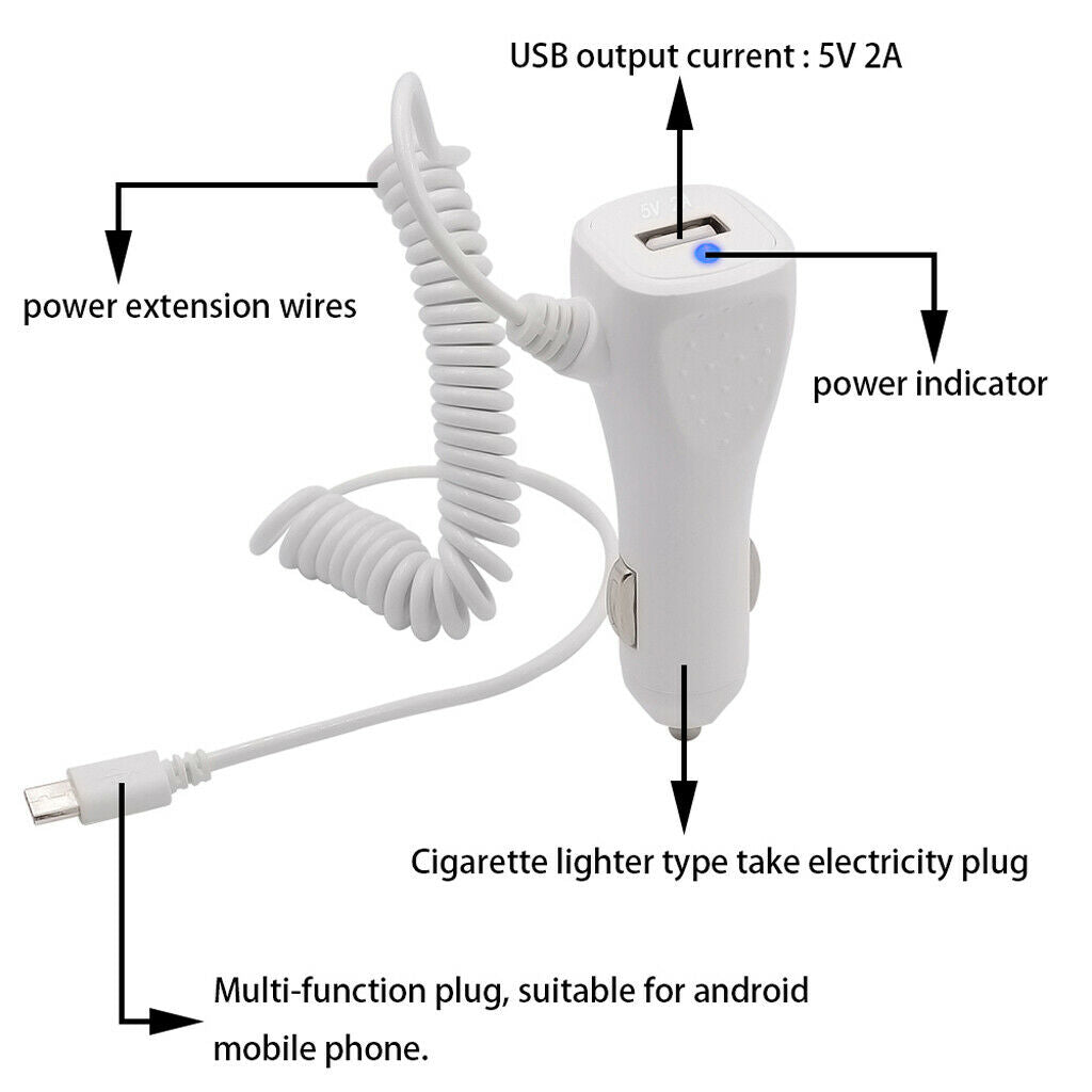 12V-24V Car Lighter Socket Charger 5V 2A USB + Android Interface for Phone