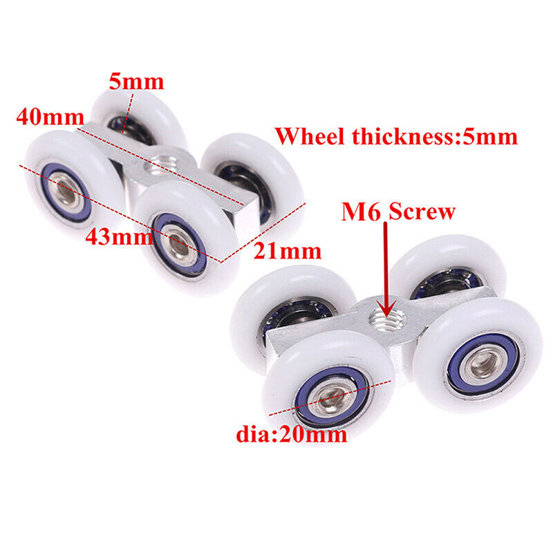 1Pair Sliding Door Rollers 4 Wheels Hanging Home Door Accessories Hardware F LQ