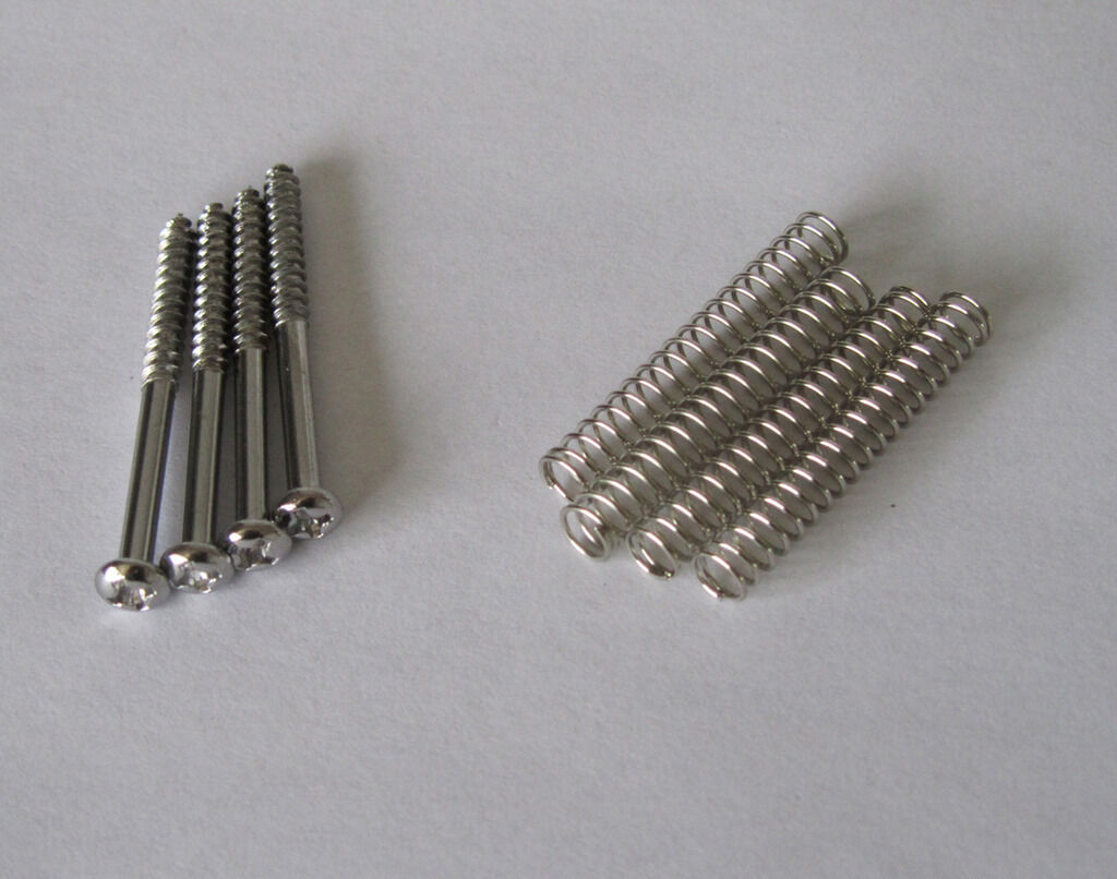 Set of 4 Chrome P Bass J Bass P90 Soapbar Pickup Mounting Screws and Springs