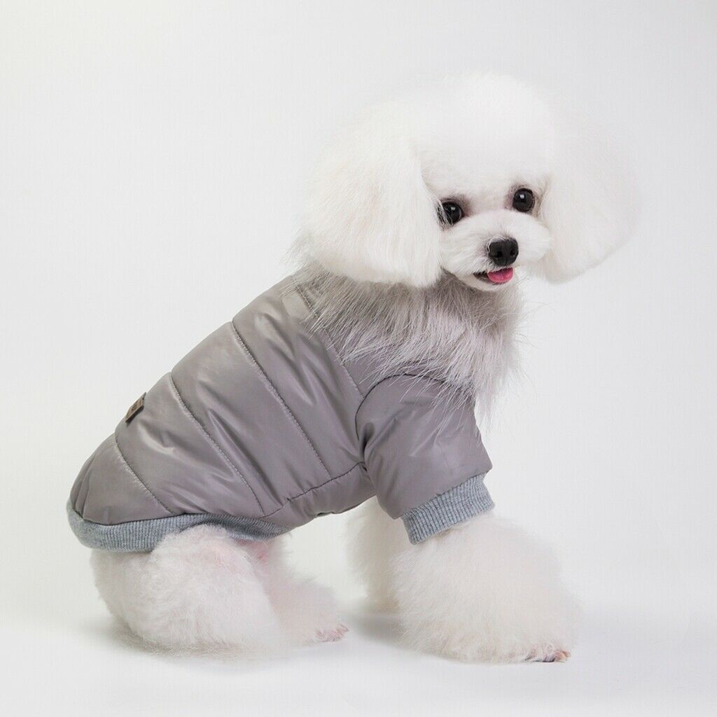 Dog Winter Warm Jacket Dog Cold Weather Coat Dog Warm Jackets Gray M