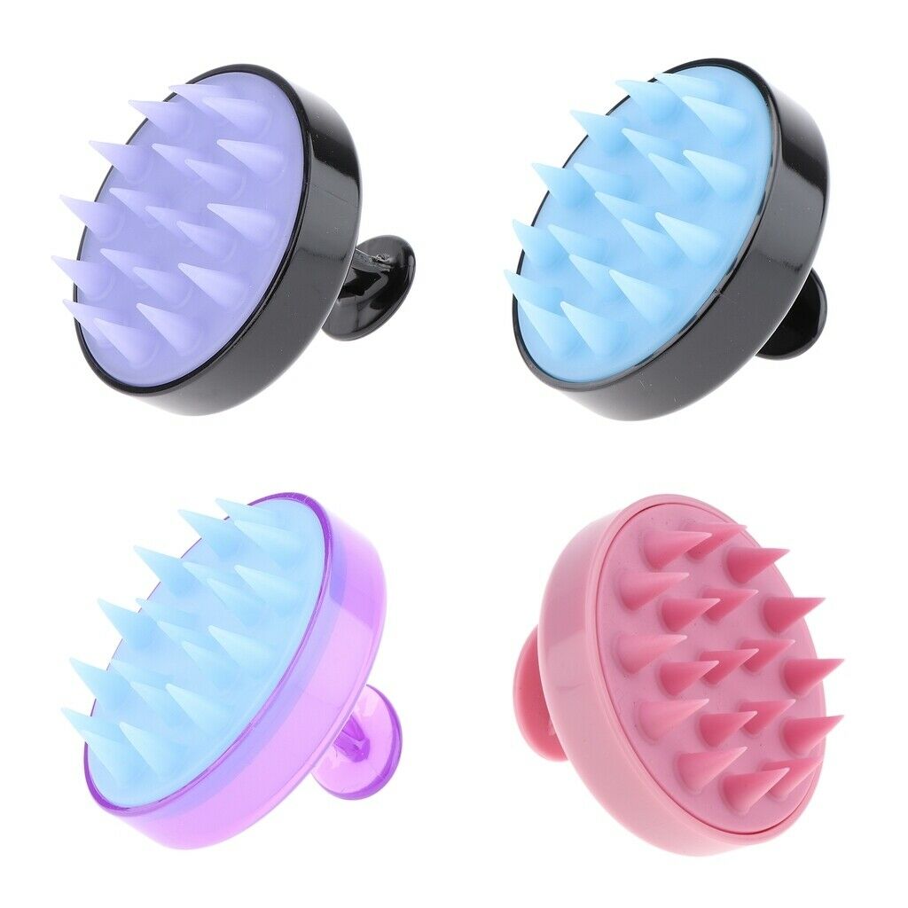 4pcs Shower Hair Scalp Massager Brush Portable Soft Silicone Safe Shiny