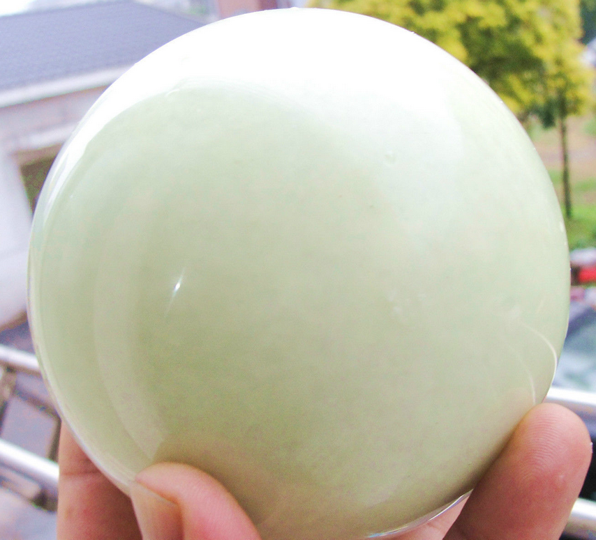 100MM+SAND Glow White Jade Stone Glow green In The Dark Stone Ball Healing