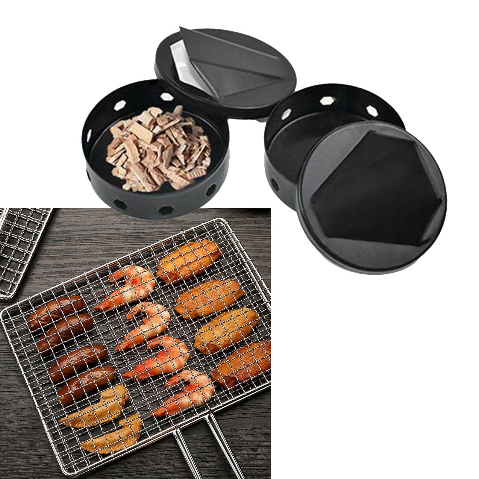 2x BBQ Smoke Generator Barbecue Grilling Meat Fish Wood Chip Smoker Box Tool