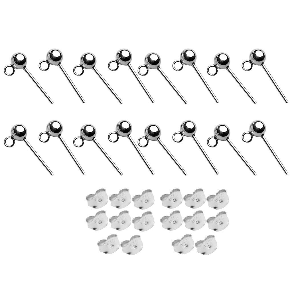 32pcs Stud Earrings Post&Backs Metal Eardrop Blanks W/ Hanging Hoop Setting
