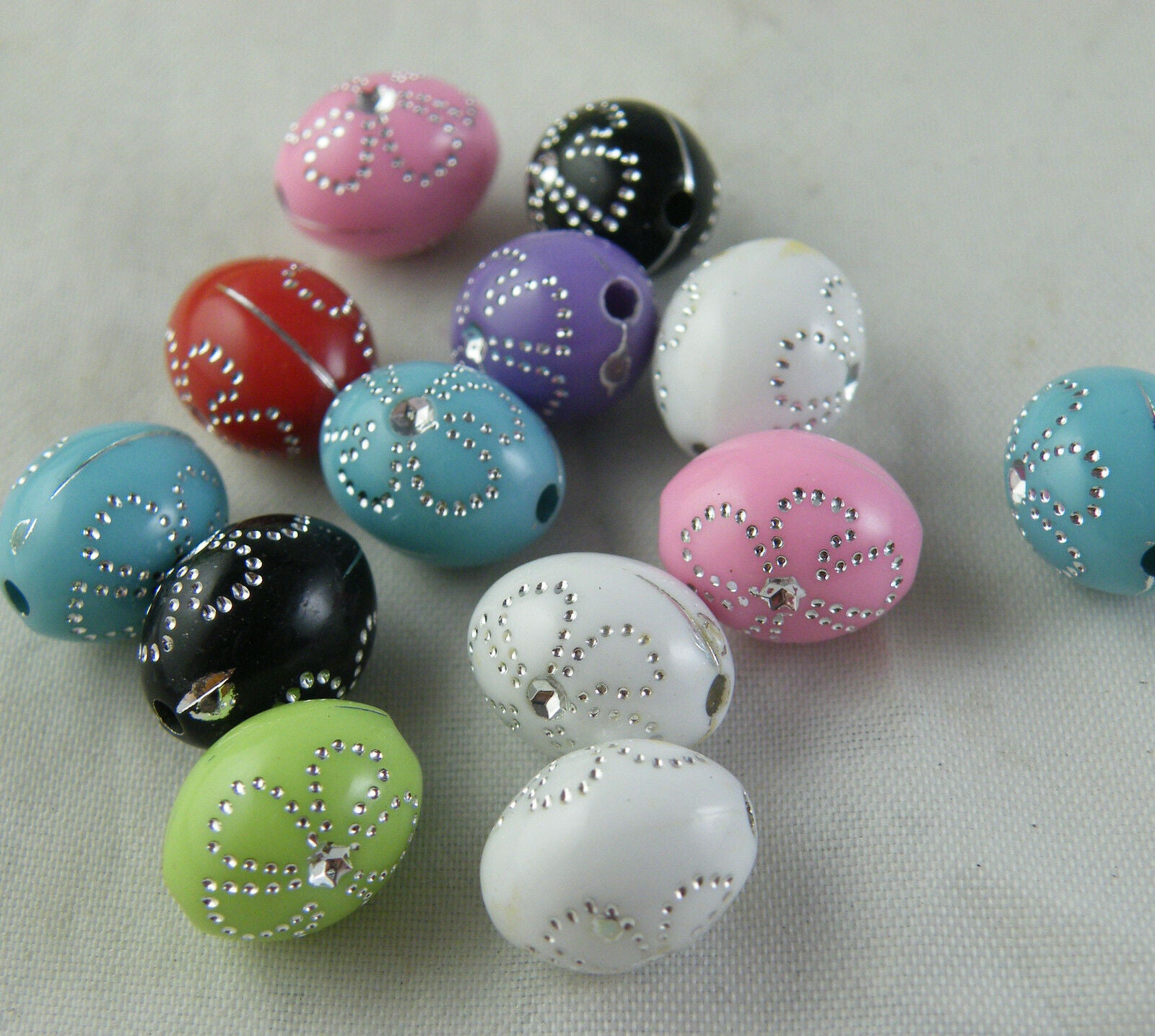 140pcs Plastic Beautiful Oval Mixed Spacer Beads 10x12mm G27
