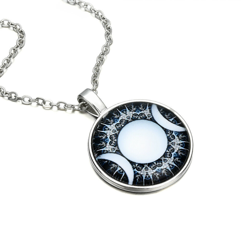 Triple Goddess Moon Necklace Witchcraft Wiccan Jewelry Pagan Art Glass Pendant