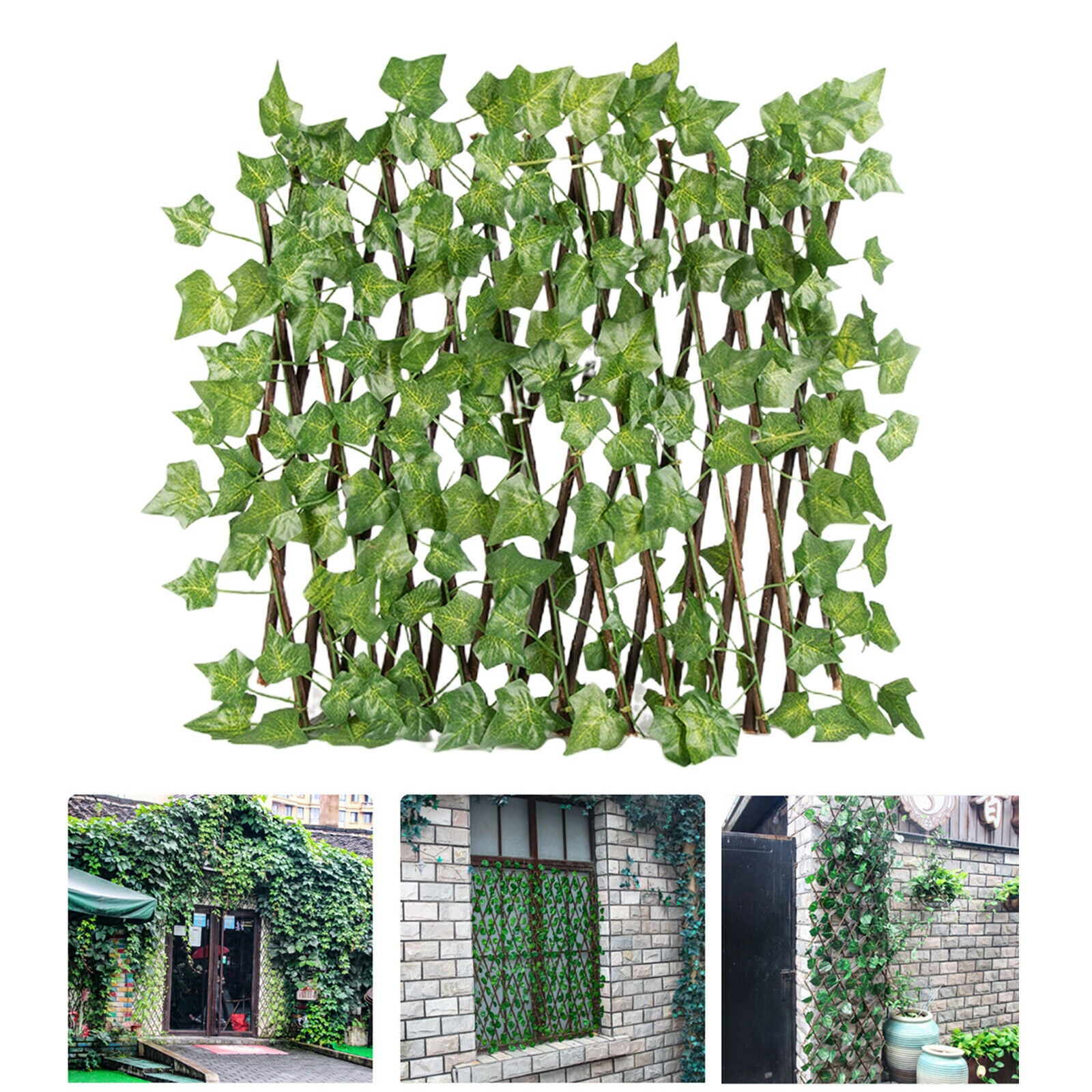 2x Garden Fence Trellis with Artificial Plant Garden Yard Decor Ornament
