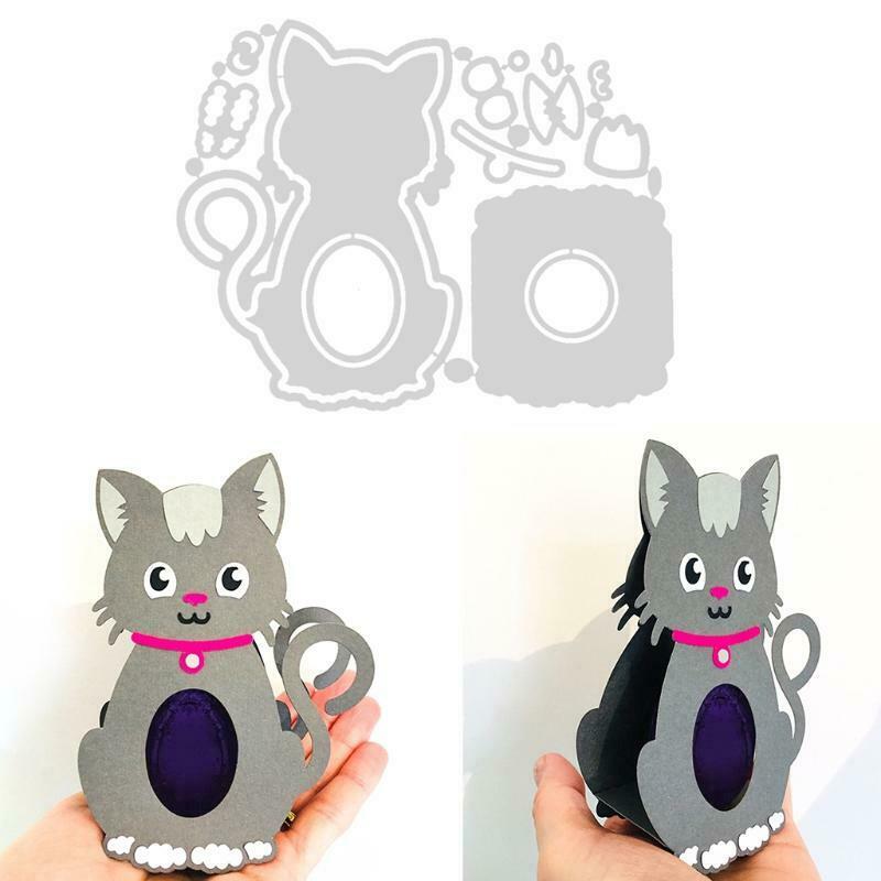 Easter Cat Box Metal Cutting Dies Stencil Scrapbooking DIY Album Stamp Paper