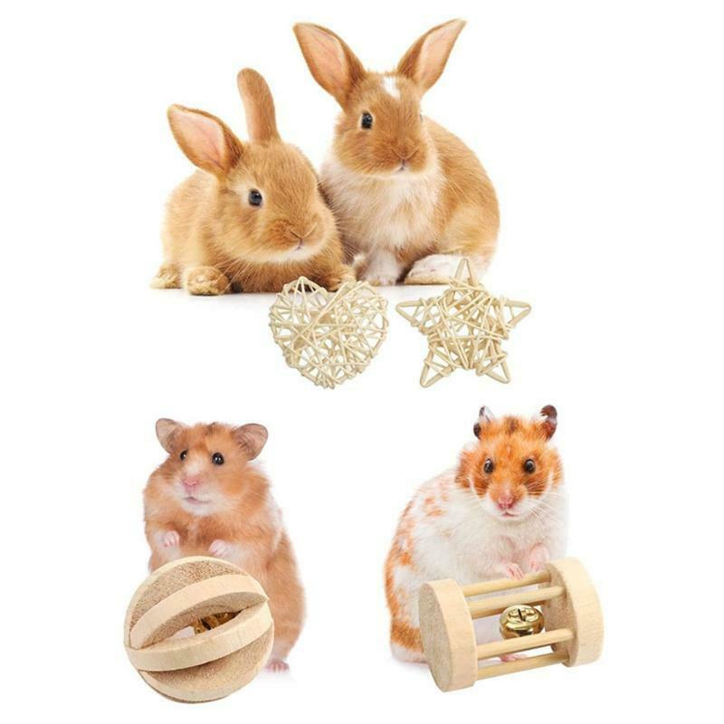 Wood Chew Toys Set Timothy Grass Hay Treat for Degu Bunny Cage Accessories