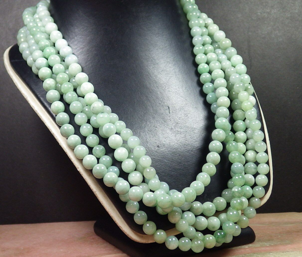 1 Pcs Bean green 100% A JADE JADEITE Bead Beads Necklace 20 inches 8mm