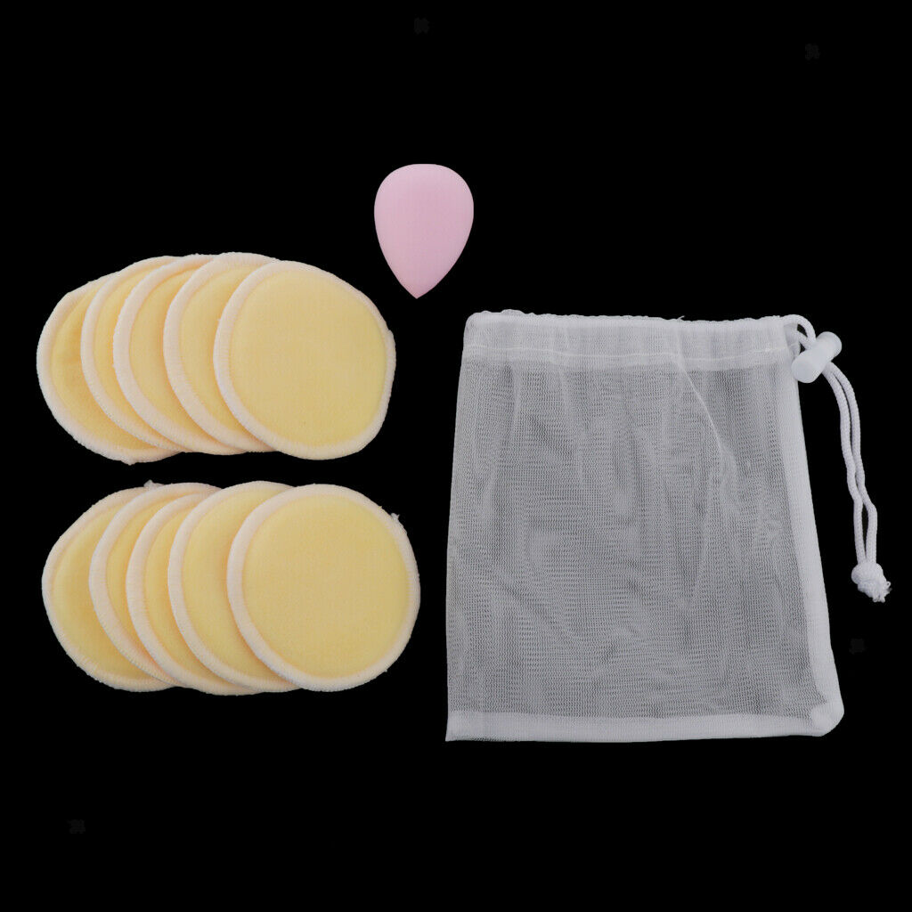 Reusable Washable Facial Exfoliating Puffs Makeup Remover Cotton Pads Yellow