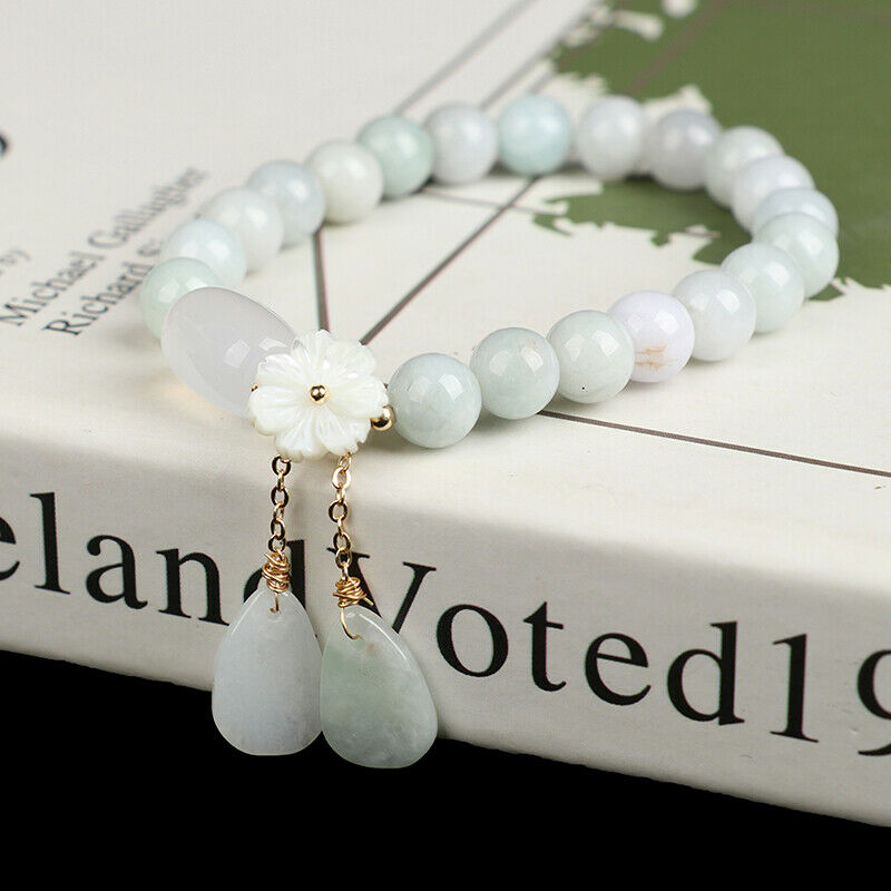 Natural Jade Emerald Agate Beads Bracelet Adjustable Bangle Charm BraceletBDAU