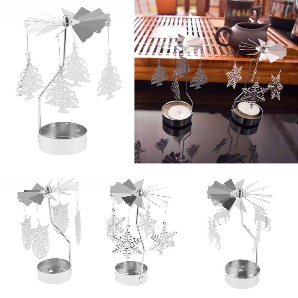 4x Metal Tea Light Snowflake Elk Tree Owl Xmas Decor Candle Holder