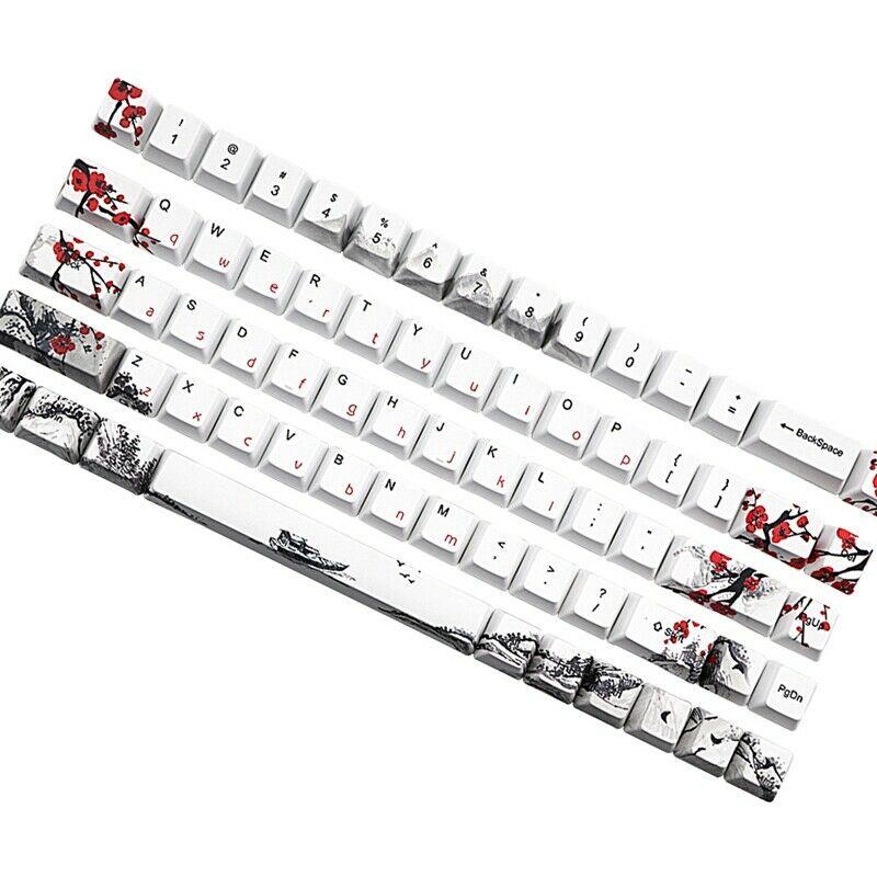 Novelty Allover Dye Subbed Plum Blossom 68 Key Profile Keycap for RK68 NIZ68 SY9