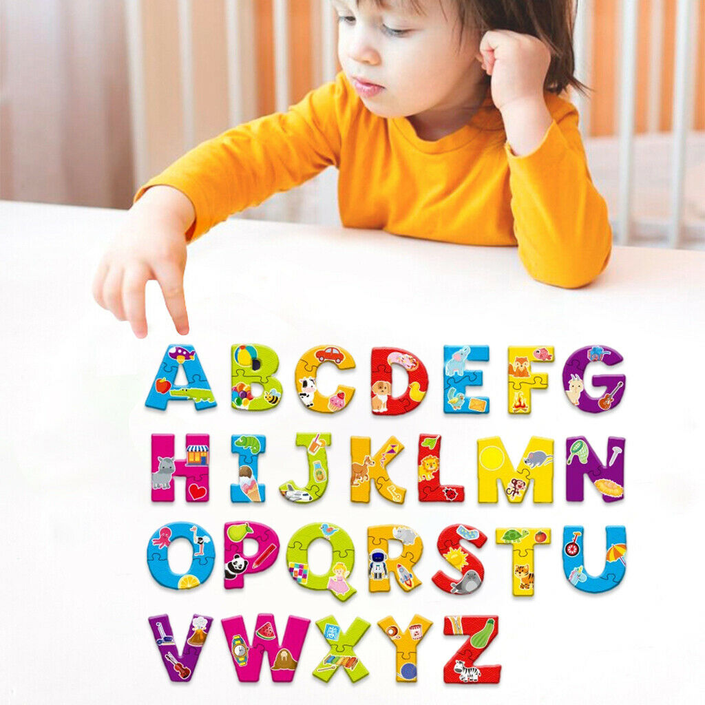 Cartoon Alphabet Jigsaw Puzzle Match Game Educational Novelty Toys Gift