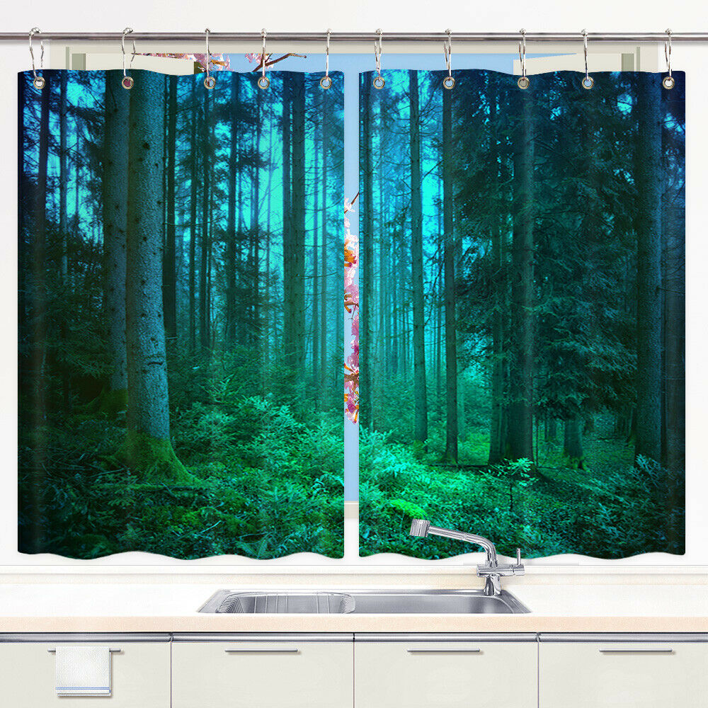 Nature Dawn Forest Window Treatments for Kitchen Curtains 2 Panels,55X39inch