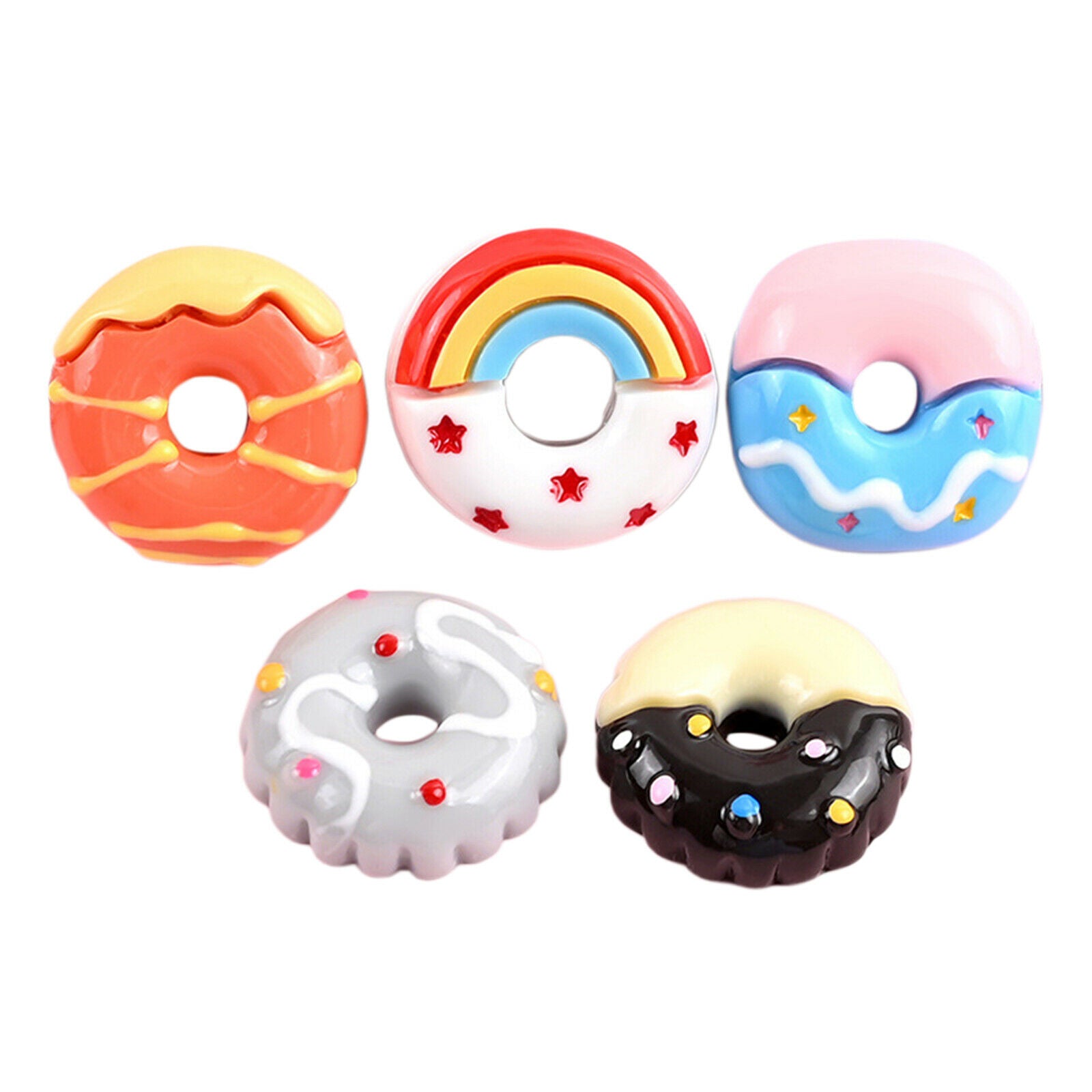 30Pack Doughnut Flatback Buttons Cabochons DIY Cardmaking Phone Case Decor