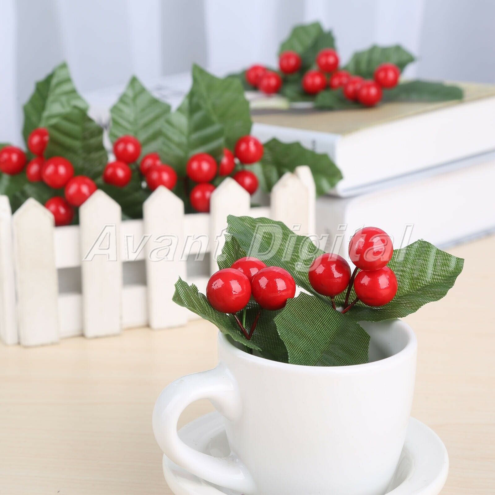Decoration Wedding Artificial Leaf Holly Berries Party Silk Leaf Flowers 10Pcs