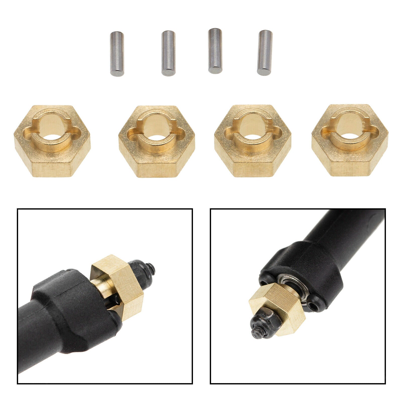 4x 1/24 RC 3mm Brass Hex Adapter for Axial SCX24 AXI00001 Car DIY Parts