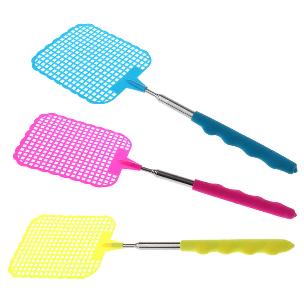3Pcs/Set Portable Telescopic Extendable Swatter Stainless Steel Fly Killer Anti