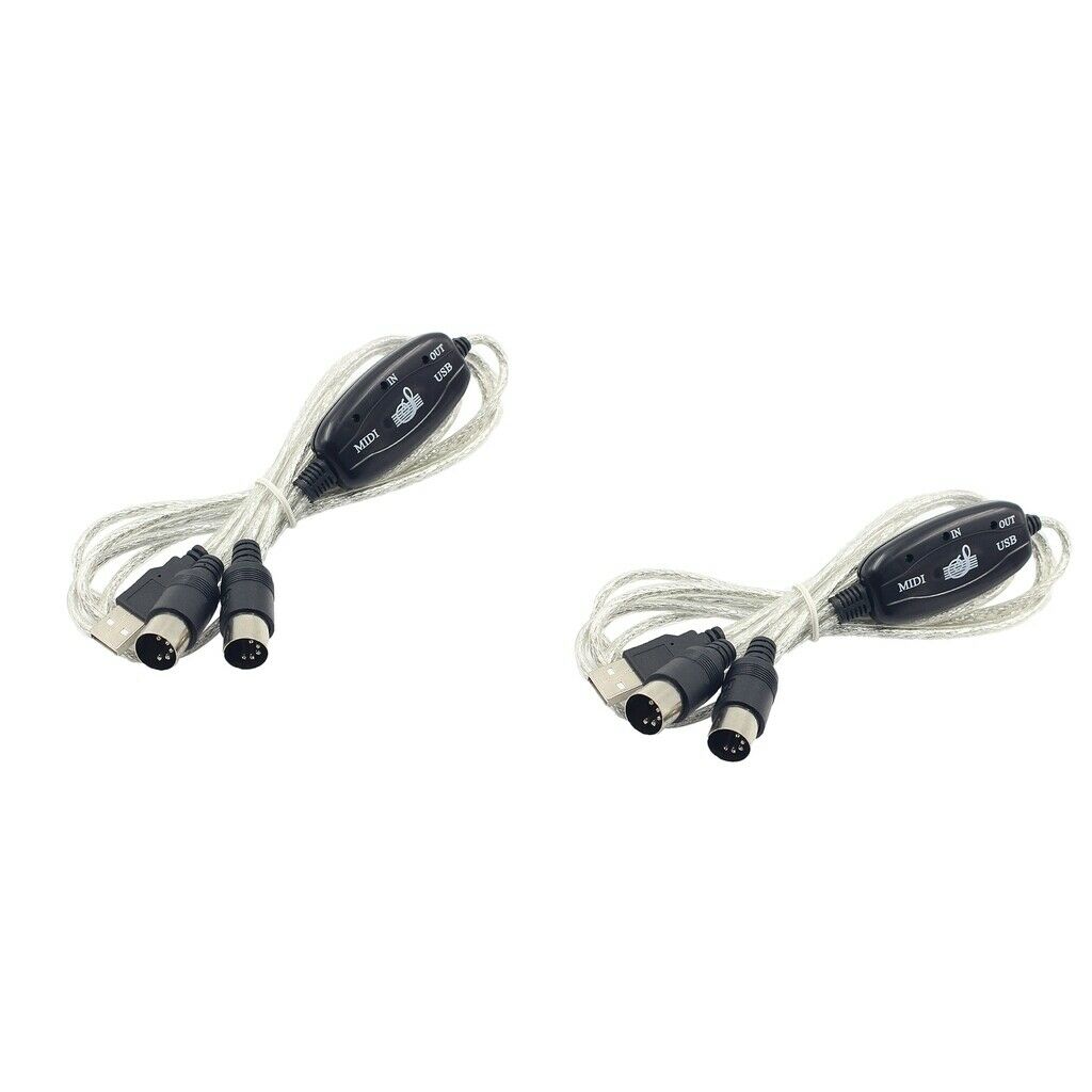 2x USB IN-OUT MIDI Interface Cables