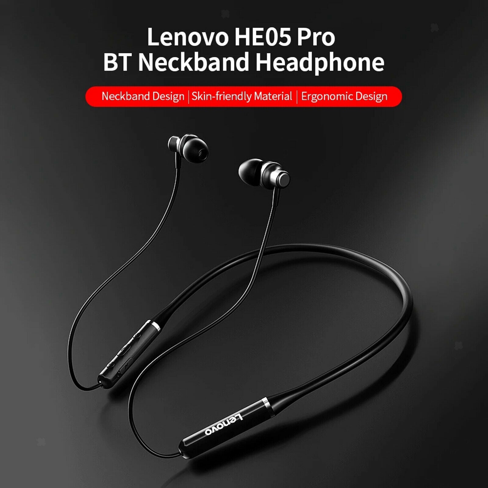 HE05 Pro Magnet Wireless Bluetooth Headphones Earbuds Neckband Headset Black