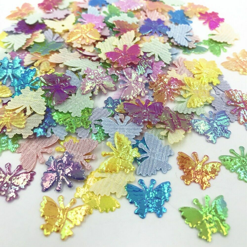 500pcs Glitter Colorful butterfly Appliques Mixed Colors decoration Crafts 16mm