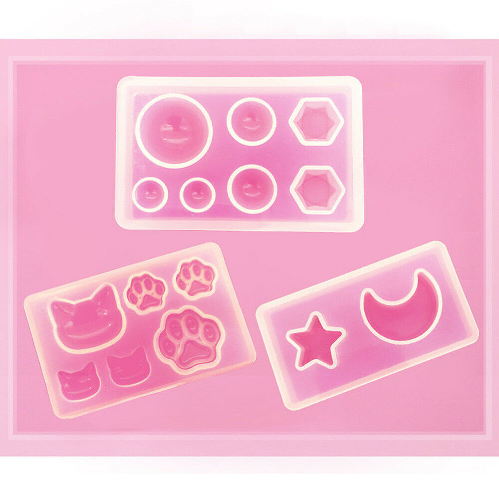3Pcs/Set DIY Epoxy Molds Star Moon Cat Paw Pendant Silicone Mould DIY Casting