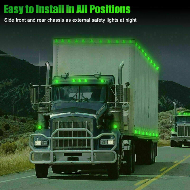 20x 3/4" Green Round LED Side Marker Clearance Bullet Light for Truck Trailer RV