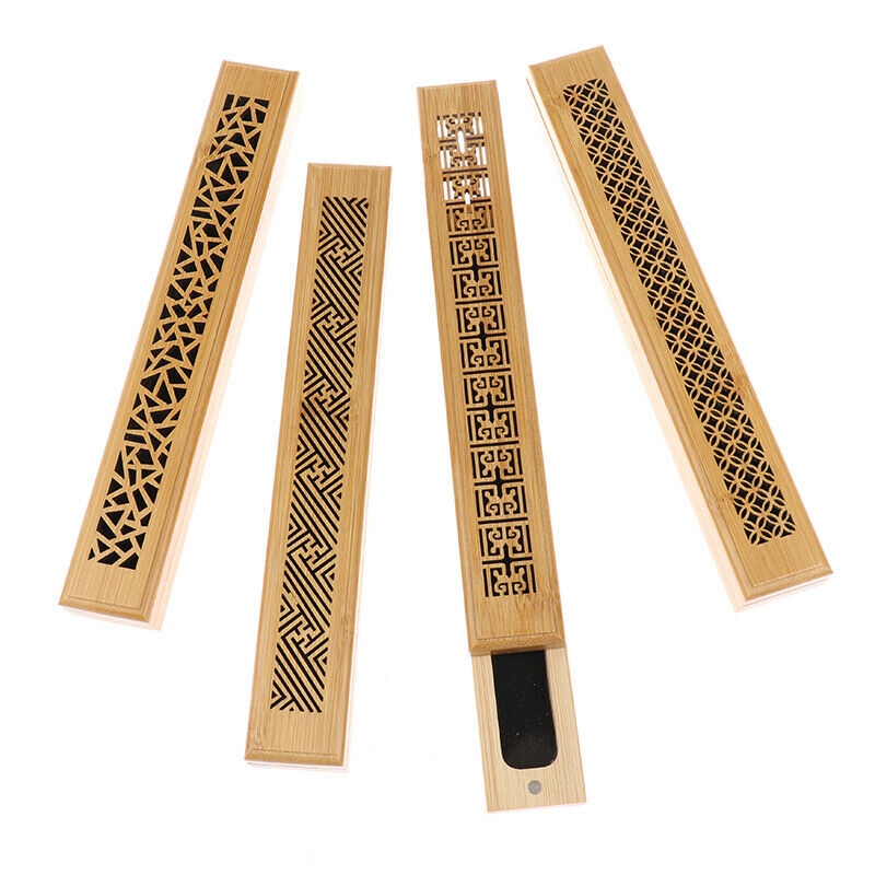 Bamboo Wood Incense Stick Holder Burning Hollow Insence Box Catcher Home .l8