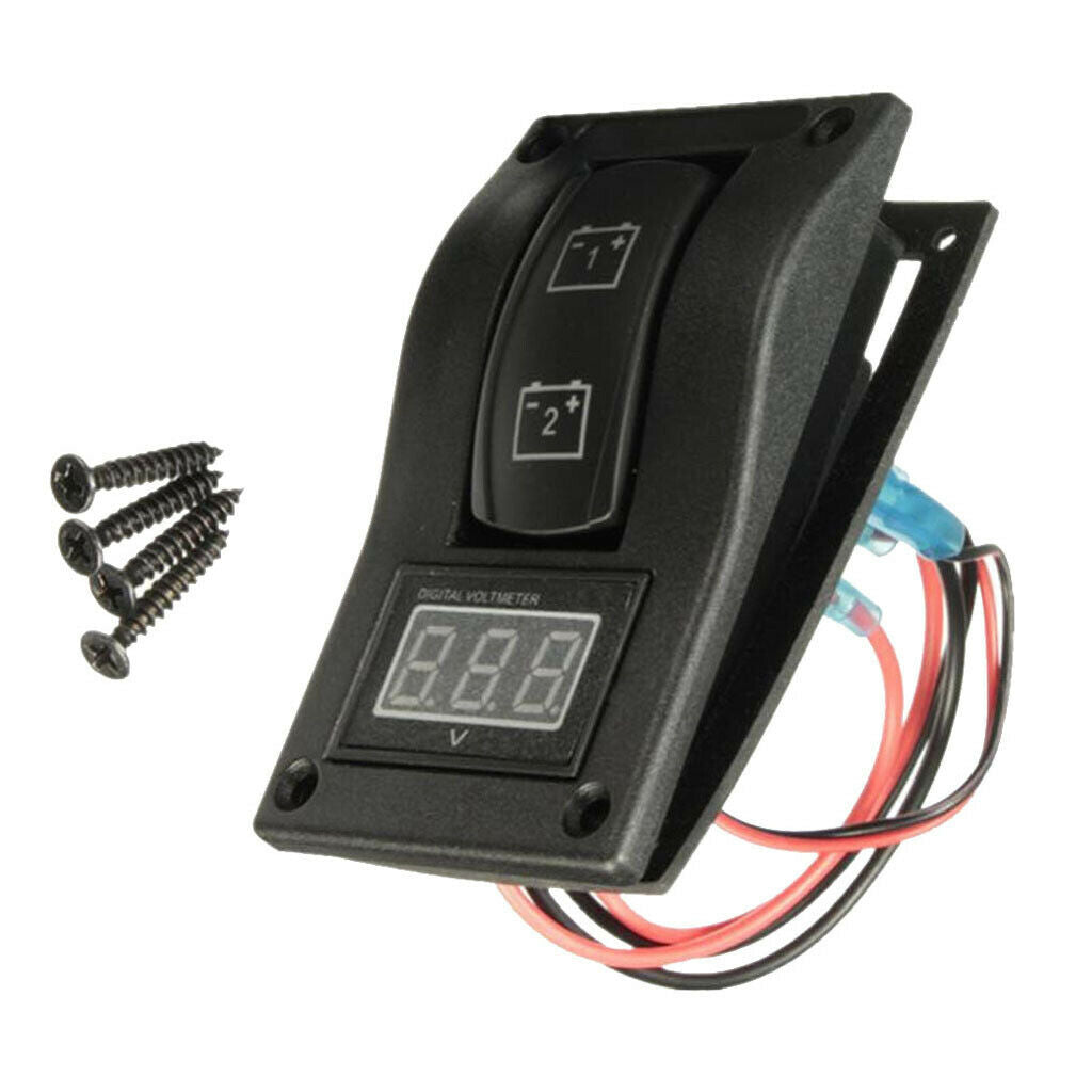 Car Dual Battery Test Panel Rocker Switch LED Voltmeter .