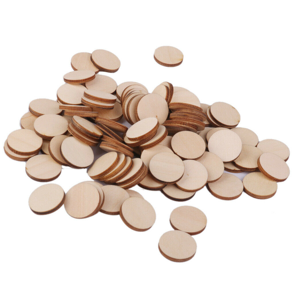 100x Unfinished Wood Round Circle Embellishment for DIY Craft Scrapbook 20mm