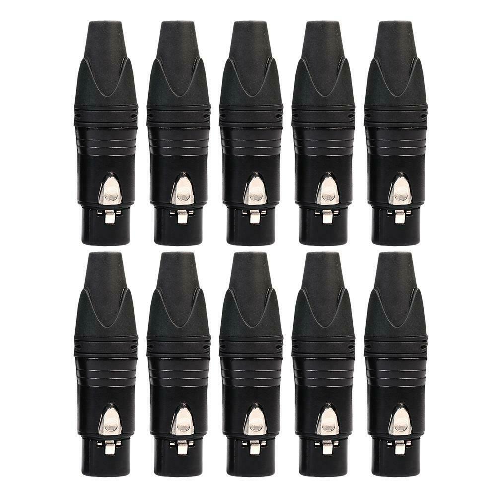 10pcs DIY Microphone XLR 3Pin Female Connector Cable Solder Plug Adapters @
