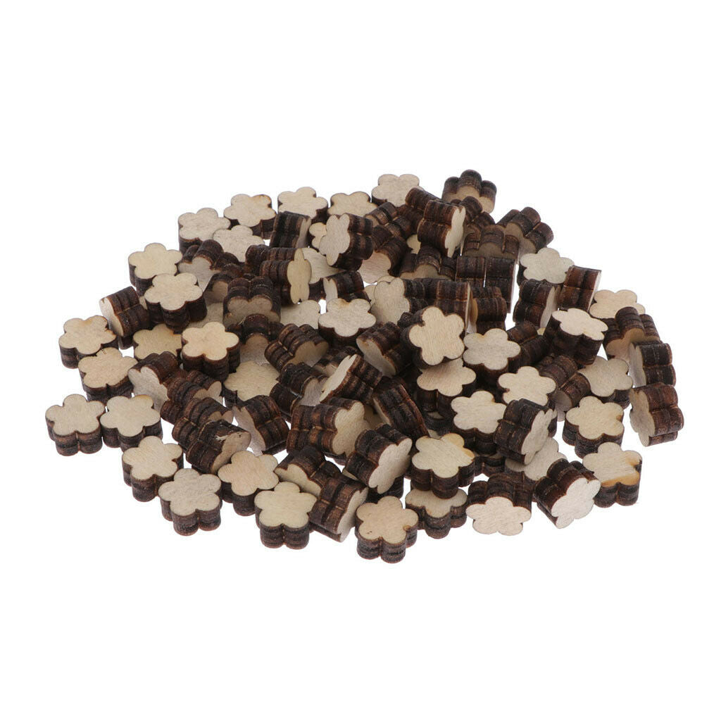 100x Blank Wood Shapes Pieces Cut Wooden Embellishments for DIY Arts Crafts