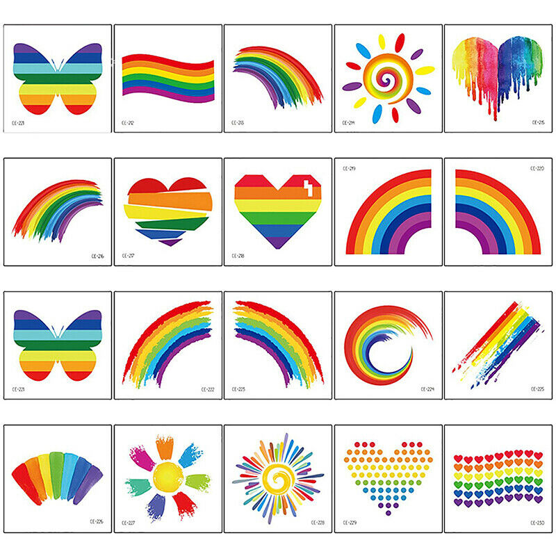 40Pcs Rainbow Tattoos Pride Temporary Waterproof Tattoos Stick SJ