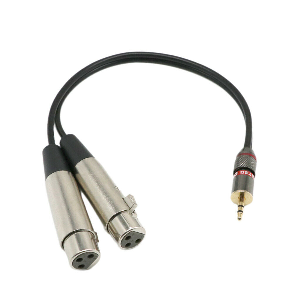 3.5mm 1/8" Stereo Plug To Dual XLR 3Pin Female Microphone Audio TRS Cable