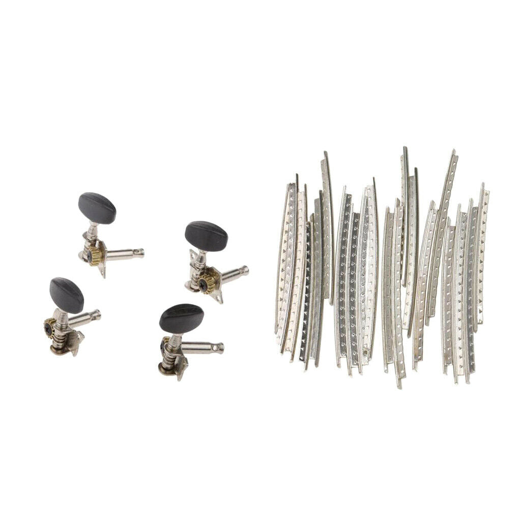 20Pcs Cupronickel Ukulele Fretwires with 4pcs 2R2L Metal Ukulele Tuning Keys 4