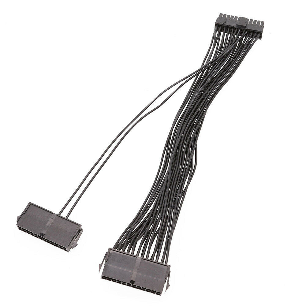 Dual PSU Power Supply 24-pin ATX Motherboard Adapter Connector Cable Cord