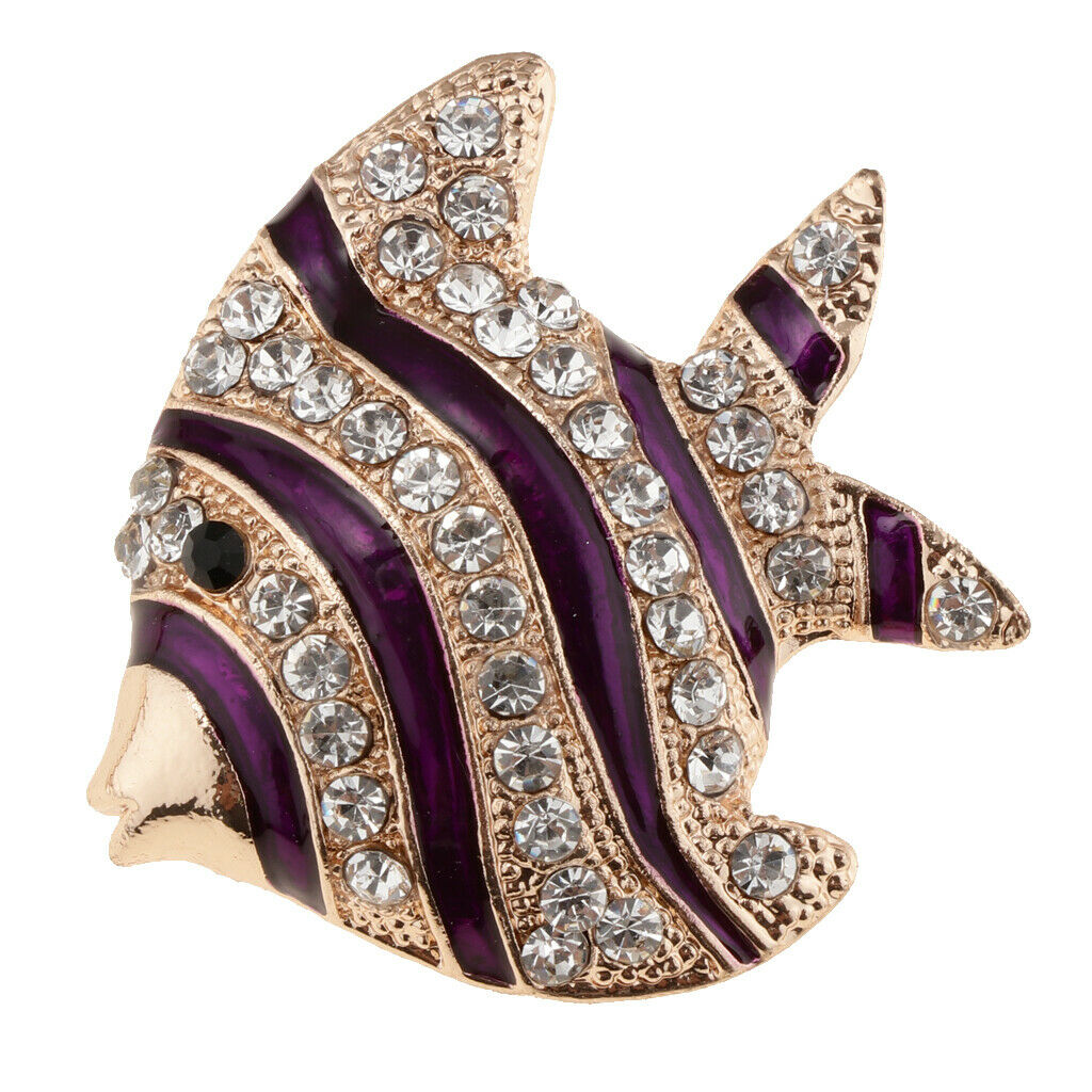 Fashion Crystal Animal Brooch Pin Rhinestone Personality Brestpin Strip Fish