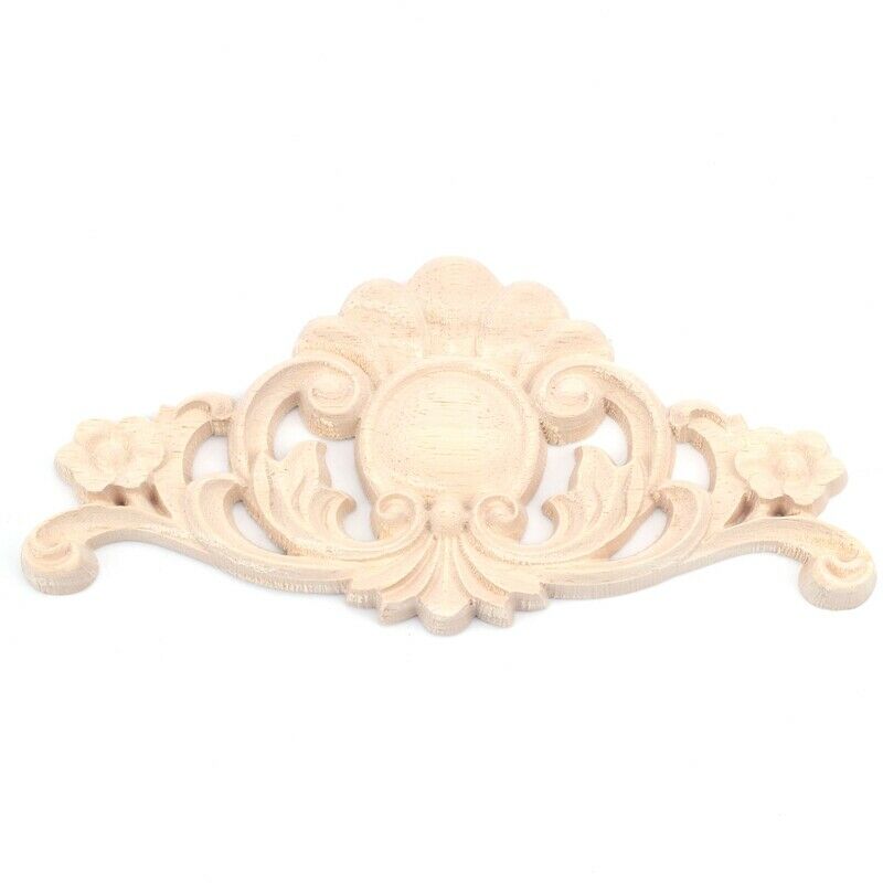 1X Exquisite Classic Rubber Wood Carved Applique Retro Furniture Craft Decor (E6