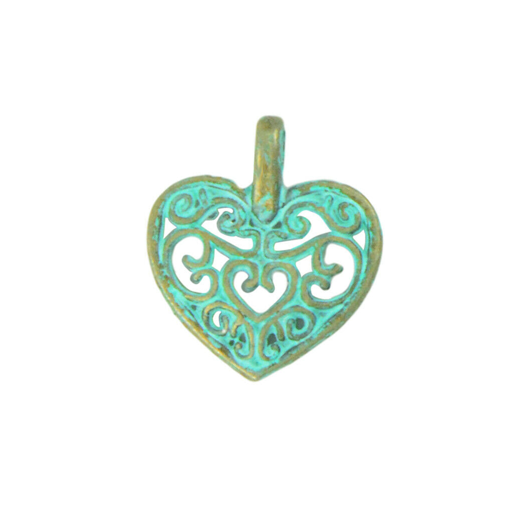 50pcs Patina Hollow Out Pendant Charms Hearts Locket Findings Jewelry Crafts