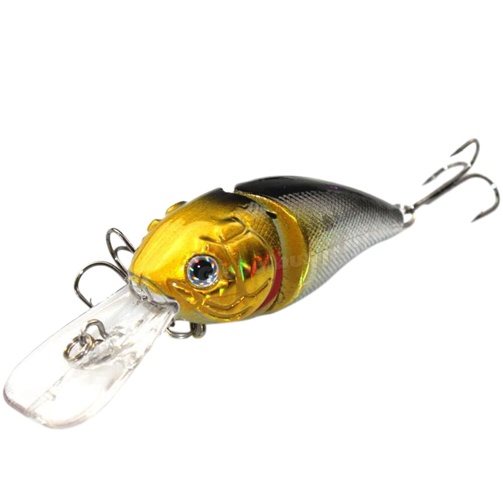 14G 8.5CM Fishing Lures Minnow Crank Bait Crankbait Bass Tackle Treble Hoo.l8