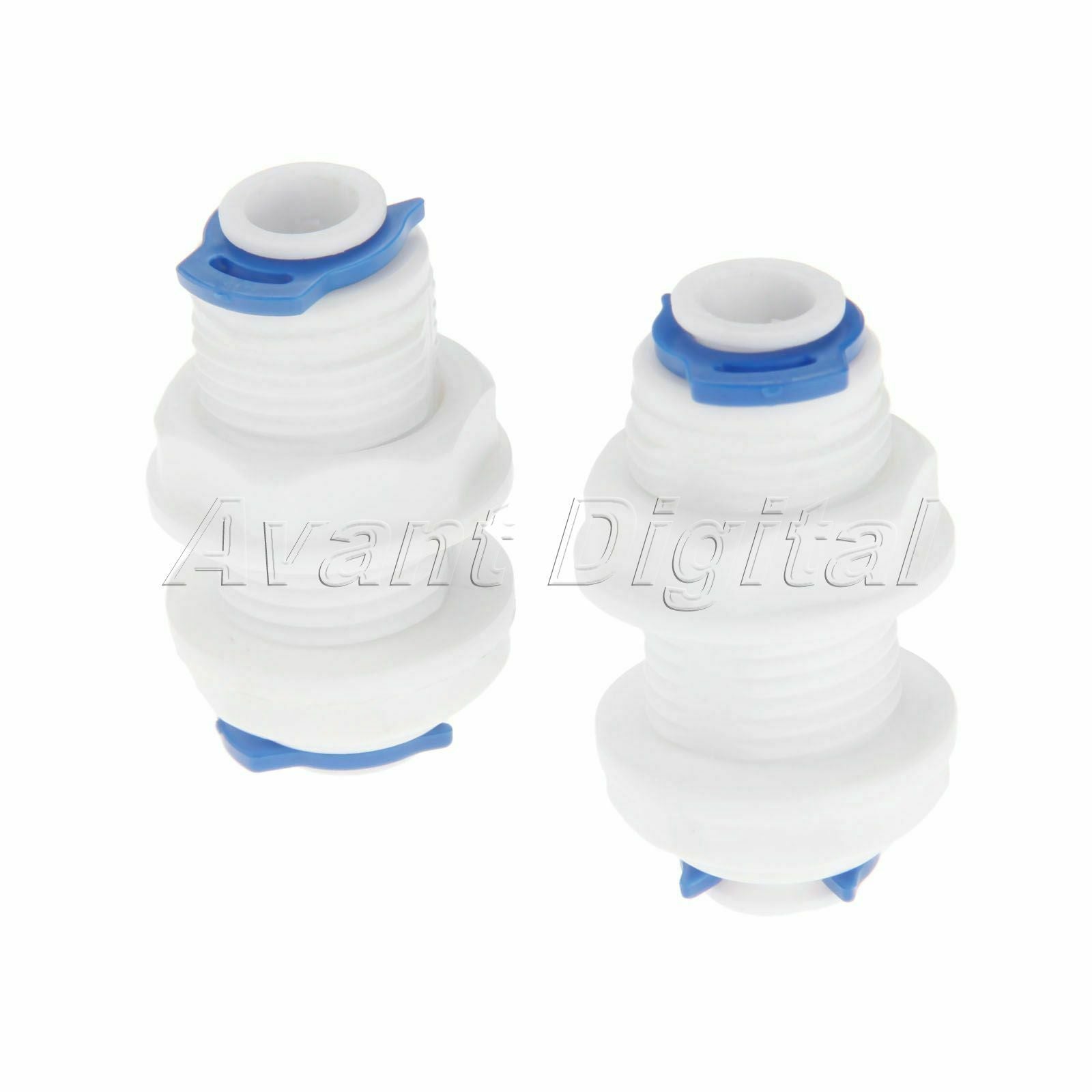 2x Quick Connector Water Filter Bulkhead for Reverse Osmosis RO System Fittings