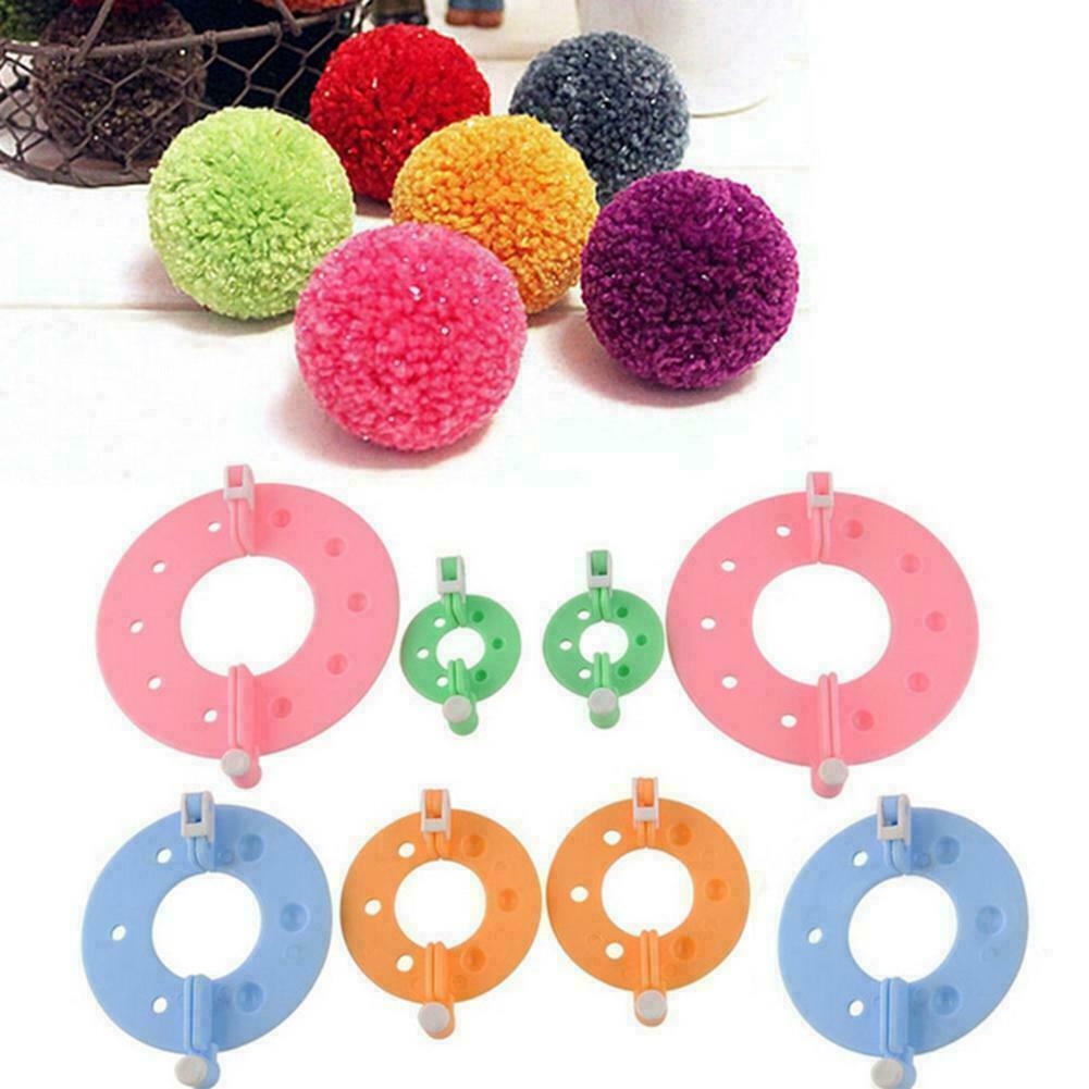 8Pcs Pompom Maker Kit Knitting Crafts 4 Different Sizes Plush Tool Making J6L4