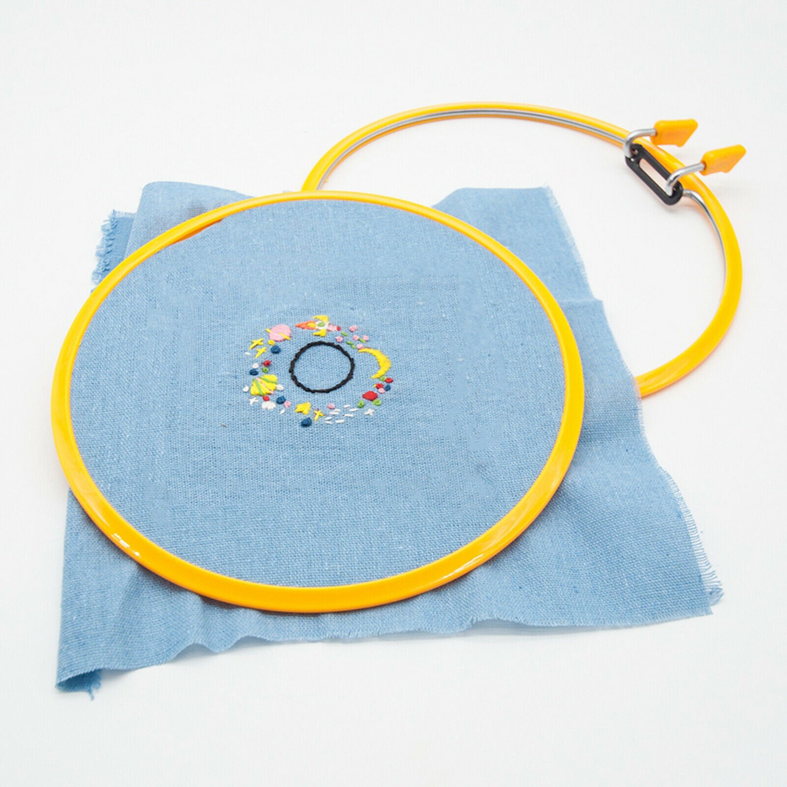 22cm Embroidery Hoop Circle Cross Stitch Sewing Frame DIY Hand Crafts Yellow