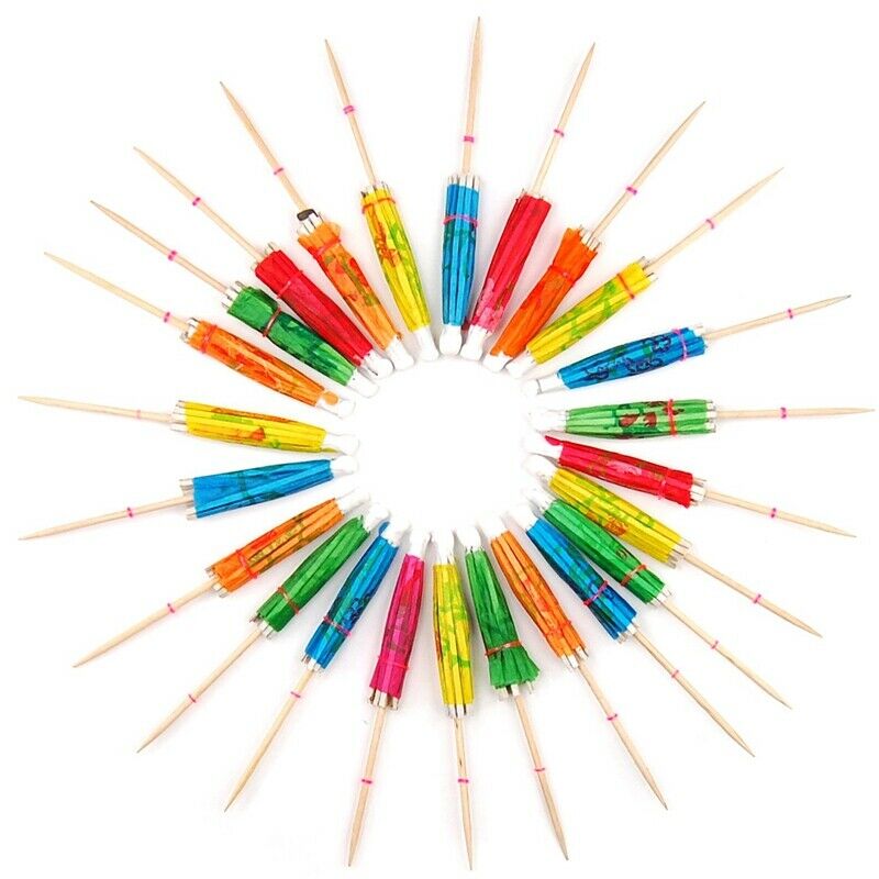 24 Multi Coloured Paper Cocktail Umbrellas Parasols Party Drink Accessories B8G3